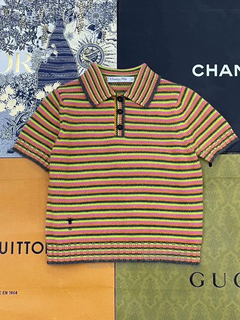 Dior Dior Color Stripe Cashmere Knit Top. Size US M / EU 48-50 / 2 - 1 Thumbnail