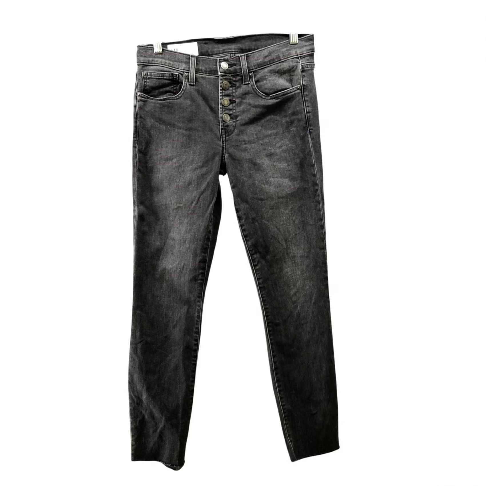 Gap Gap True Skinny Mid Rise Jeans Womens 6 Washed Black Button Fly Stretch Raw Hem Jeans Size 28" / US 6 / IT 42 - 2 Thumbnail