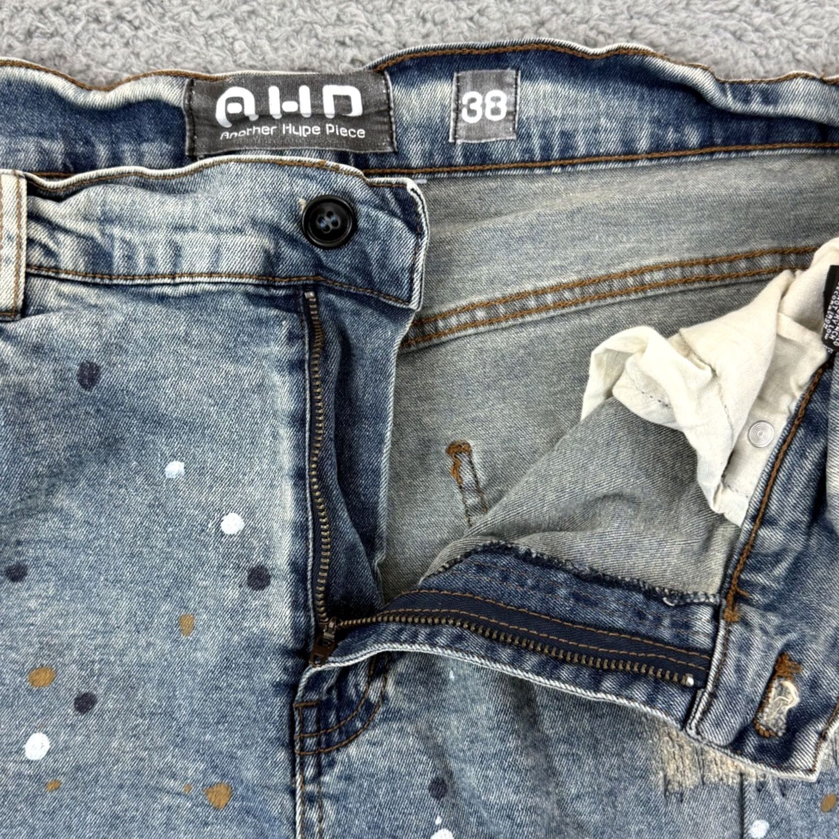 Vintage AHP Another Hype Piece Skinny Jeans Distressed Ripped Acid Wash Blue 38x32 Denim Slim Distressed 5-Pocket Mens Jeans Size US 38 / EU 54 - 4 Thumbnail