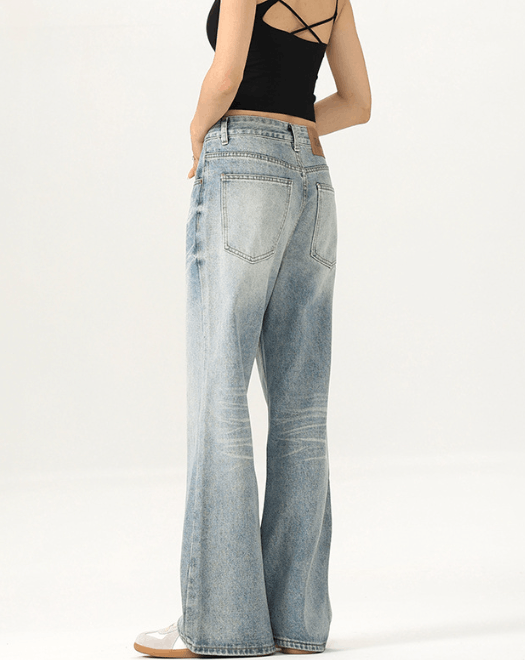 Japanese Brand × Jean Ice blue washed whisker straight loose baggy jeans Size US 32 / EU 48 - 4 Thumbnail
