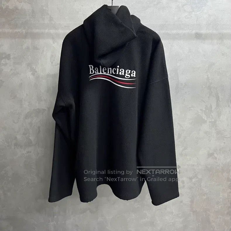 Balenciaga Balenciaga Black Letter Printed Fleece Hooded Loose Fit Lo Size US XS / EU 42 / 0 - 2 Thumbnail