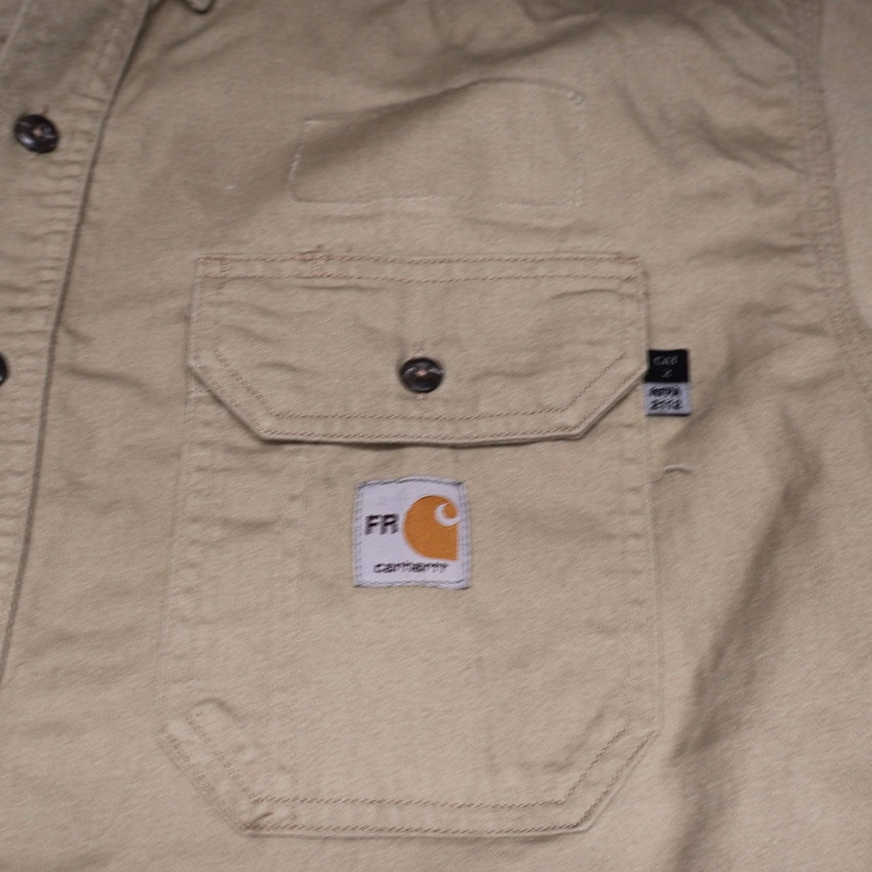 Carhartt VINTAGE Carhartt FR Shirt Mens XL Beige Flame Resistant Long Sleeve Button Up Rugged Size US XL / EU 56 / 4 - 4 Thumbnail