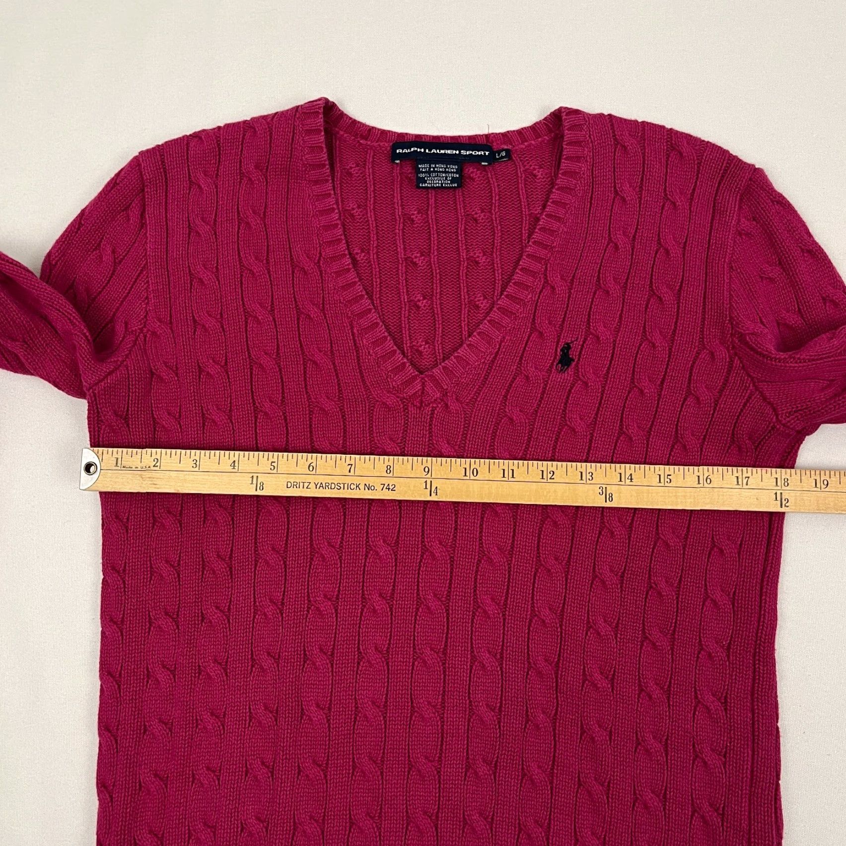 Polo Ralph Lauren VINTAGE Ralph Lauren Sport Sweater Womens L Pink Cable Knit Jumper Preppy Academia Size L / US 10 / IT 46 - 5 Thumbnail