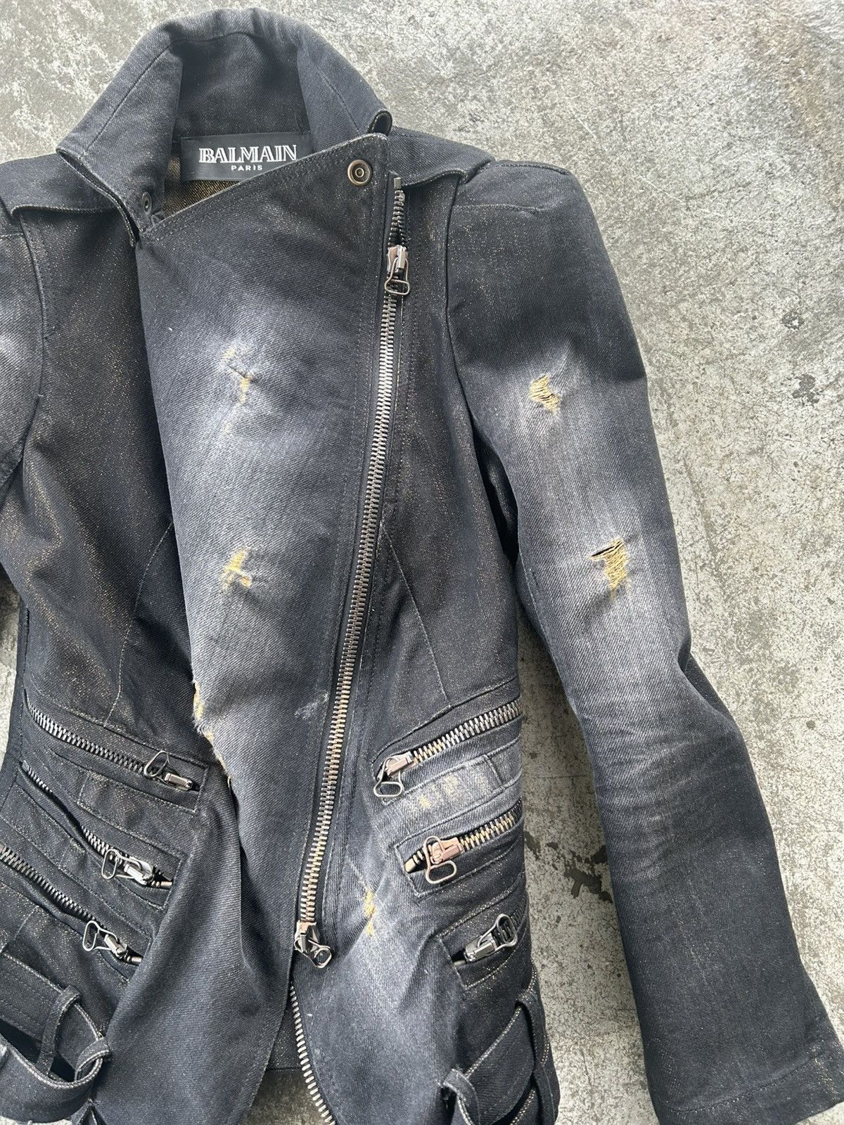 Balmain Balmain by Decarnin AW11 Distressed Biker Jacket Size US XS / EU 42 / 0 - 5 Thumbnail