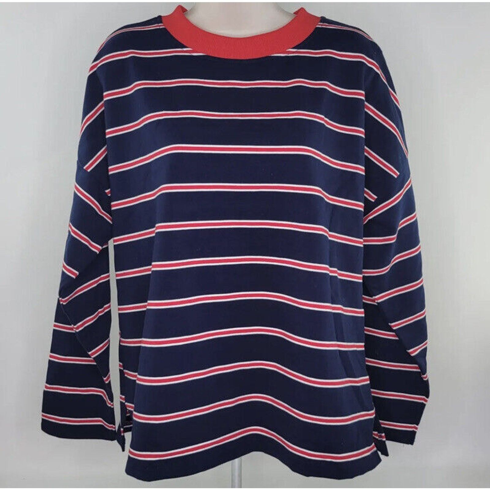 Nordstrom ABOUND Womens Navy Blue Red Striped Tee Size Small Size S / US 4 / IT 40 - 1 Thumbnail