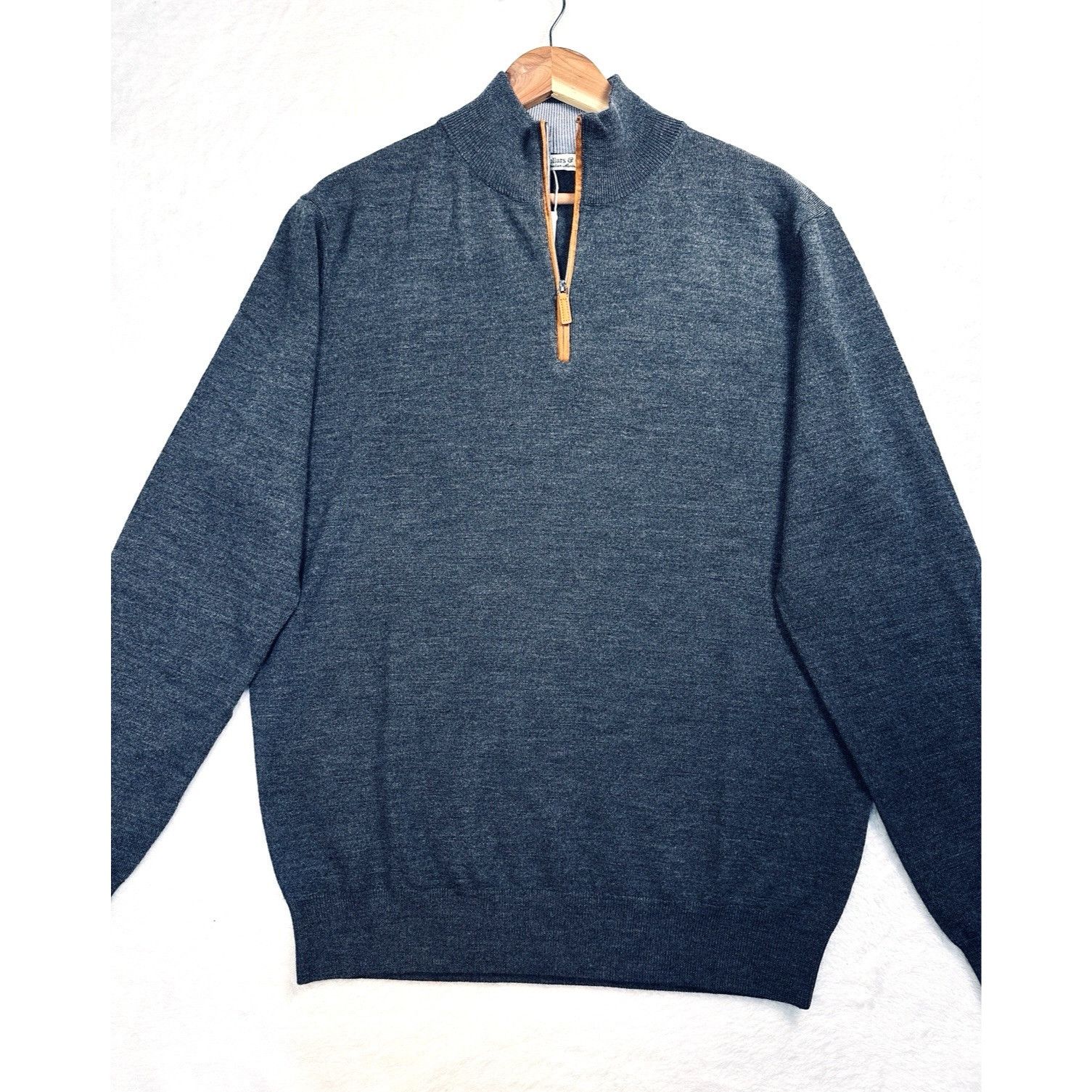 Other Collars & Co Australian Merino Wool Quarter Zip Sweater Gray Size US L / EU 52-54 / 3 - 4 Thumbnail