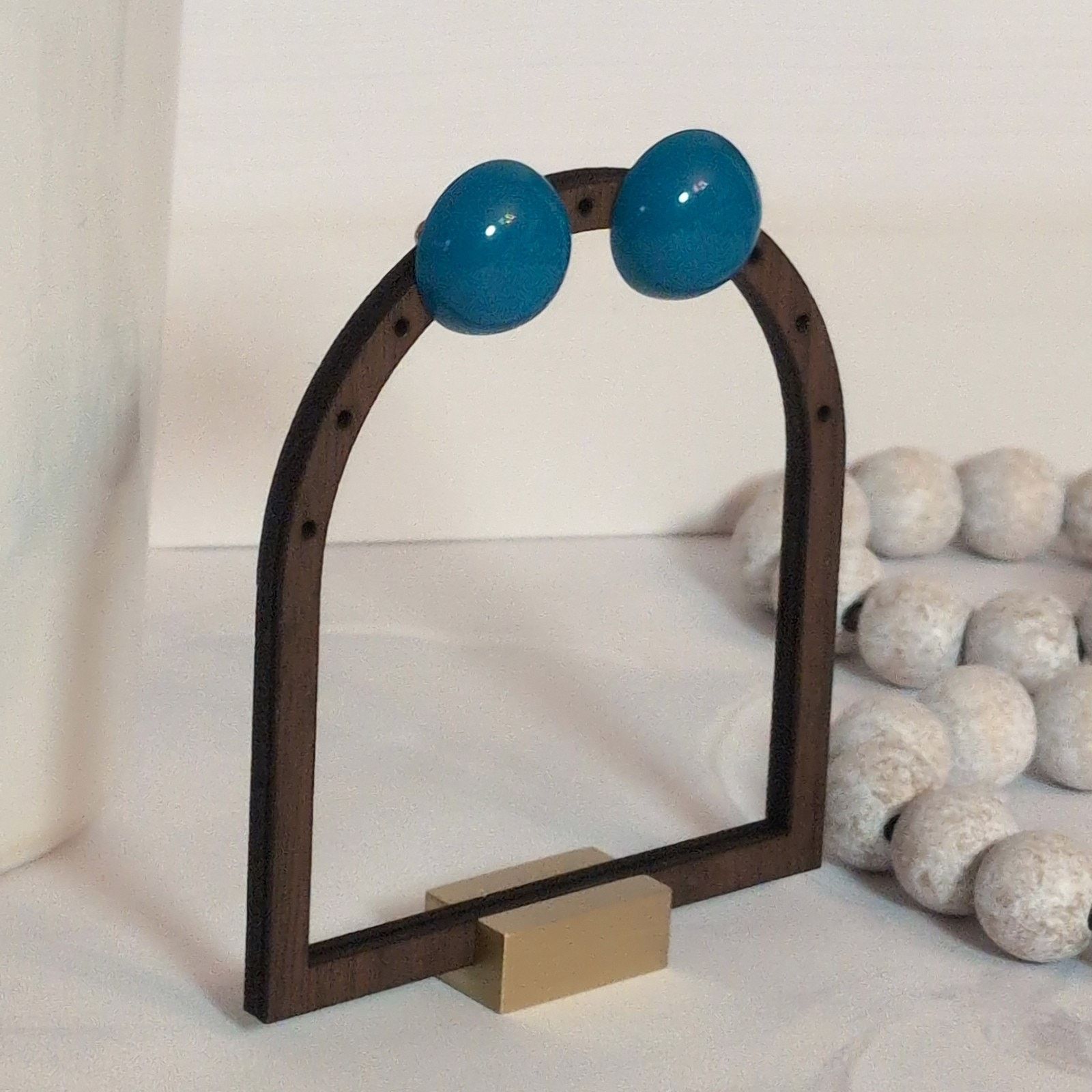 Vintage VTG 1980s Cute As a Button Teal Blue Pierced Post Earrings Size ONE SIZE - 2 Thumbnail