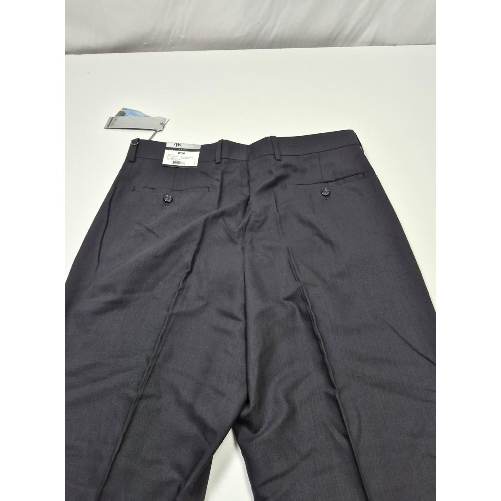 Vintage Montefino Dress Pants Mens 36x36 Black Wool Flat Front Unhemmed Super 120's NWT Size US 36 / EU 52 - 7 Thumbnail