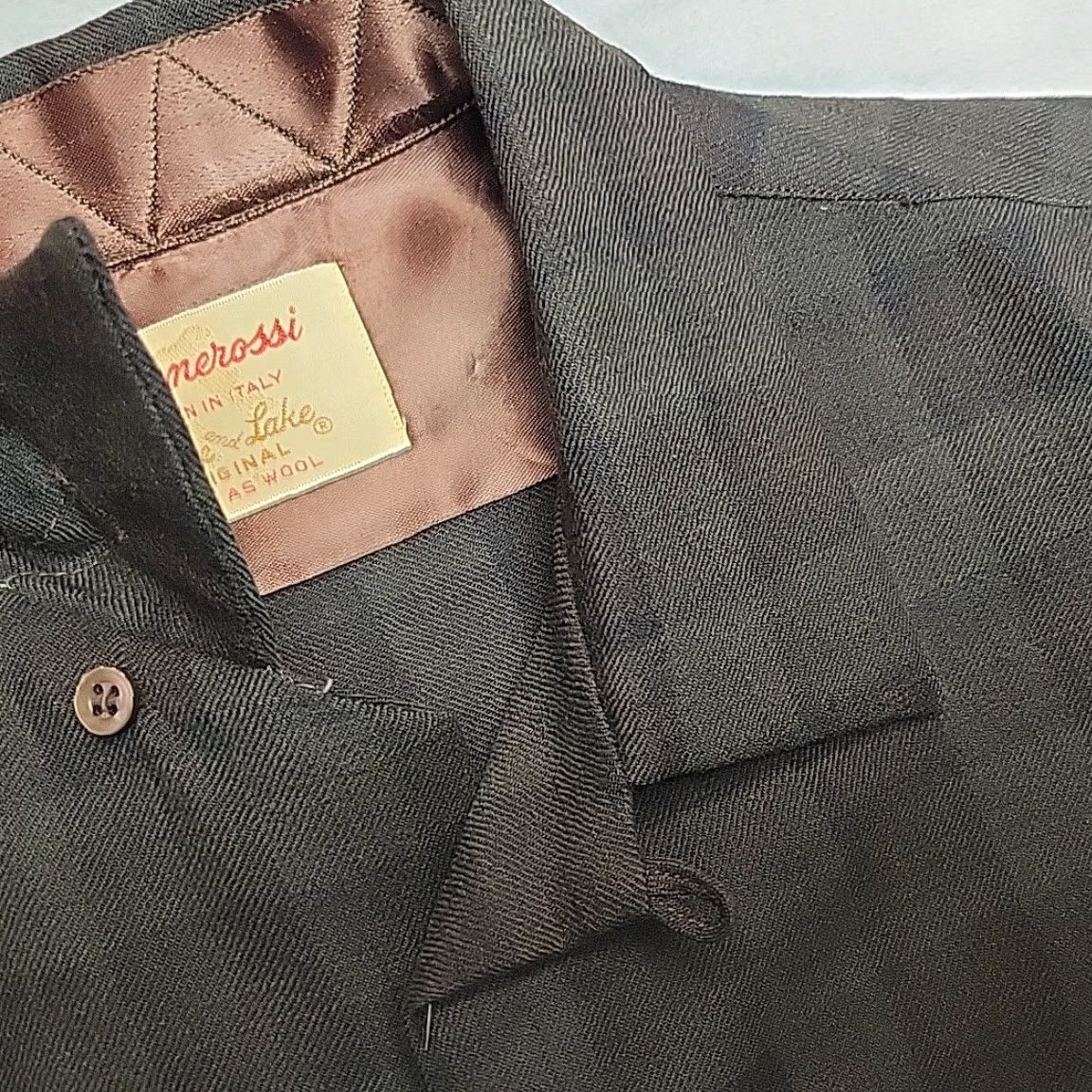 Vintage VTG Lanerossi Shirt Mens L Green Brown Plaid Wool Loop Collar 60s Button-Up Size US L / EU 52-54 / 3 - 4 Thumbnail