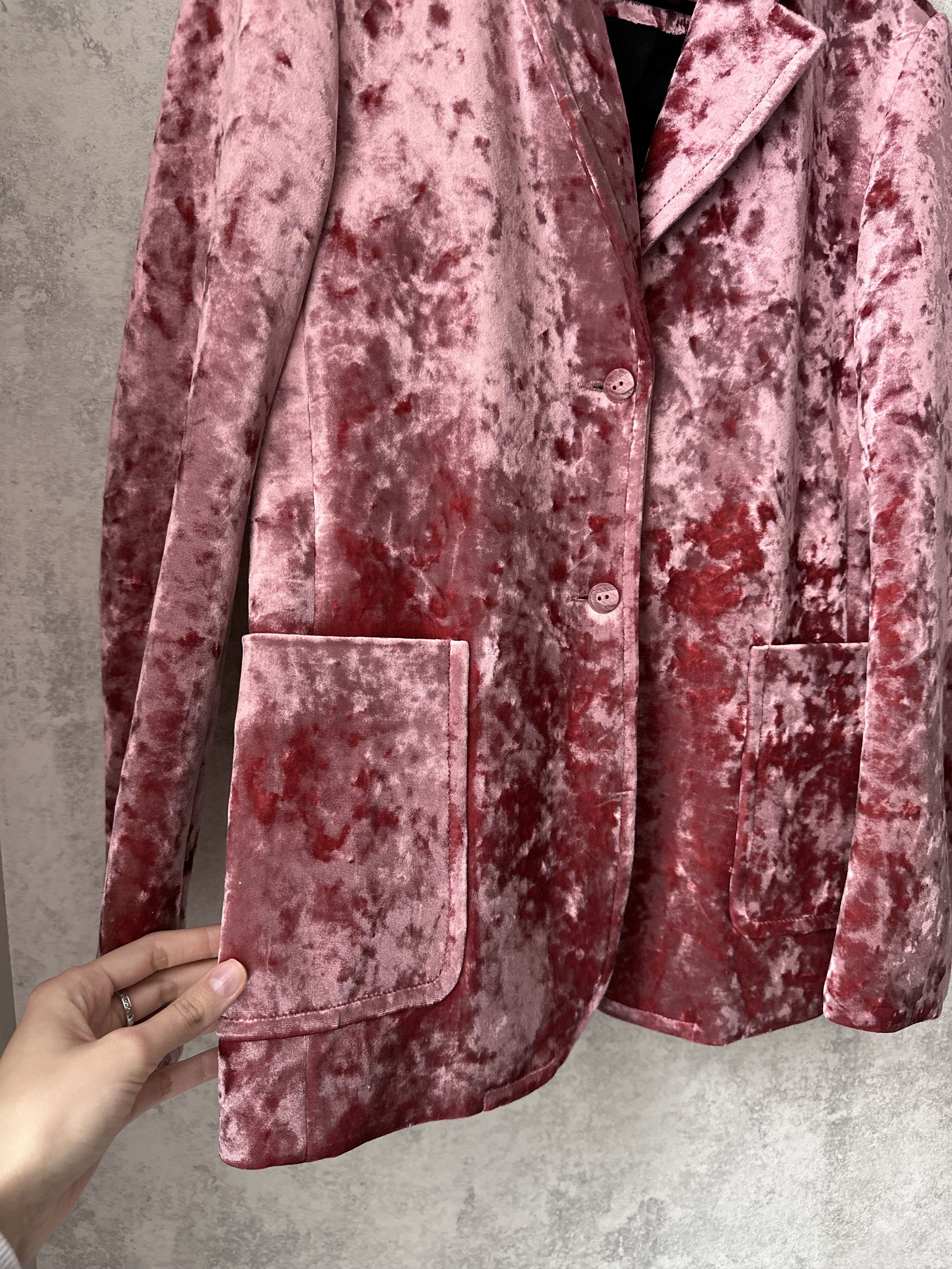 Sandro Sandro Paris Velvet Blazer Jacket Burgundy Designer Size XS / US 0-2 / IT 36-38 - 9 Thumbnail