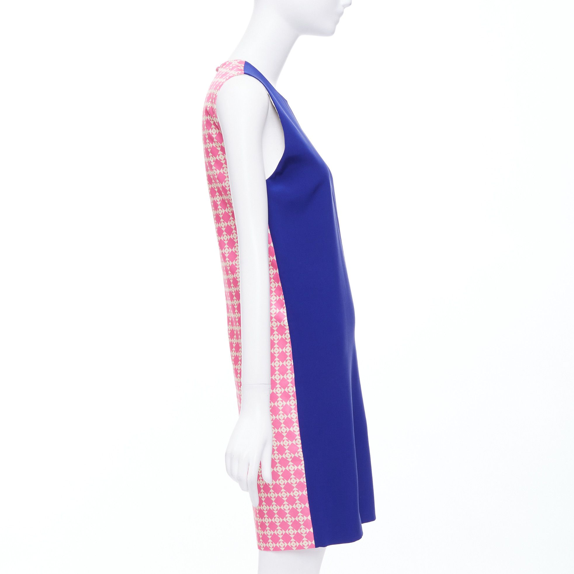 Other FAUSTO PUGLISI 100% silk cobalt blue pink geometric print dress FR34 XS Size XS / US 0-2 / IT 36-38 - 1 Thumbnail