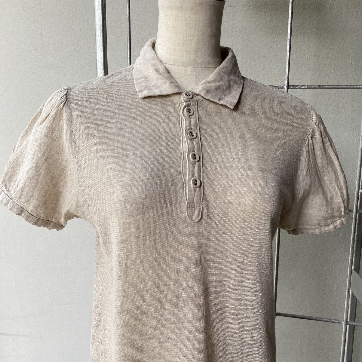 Kapital KAPITAL Beige Puff Sleeve Polo Top Size S / US 4 / IT 40 - 16 Thumbnail