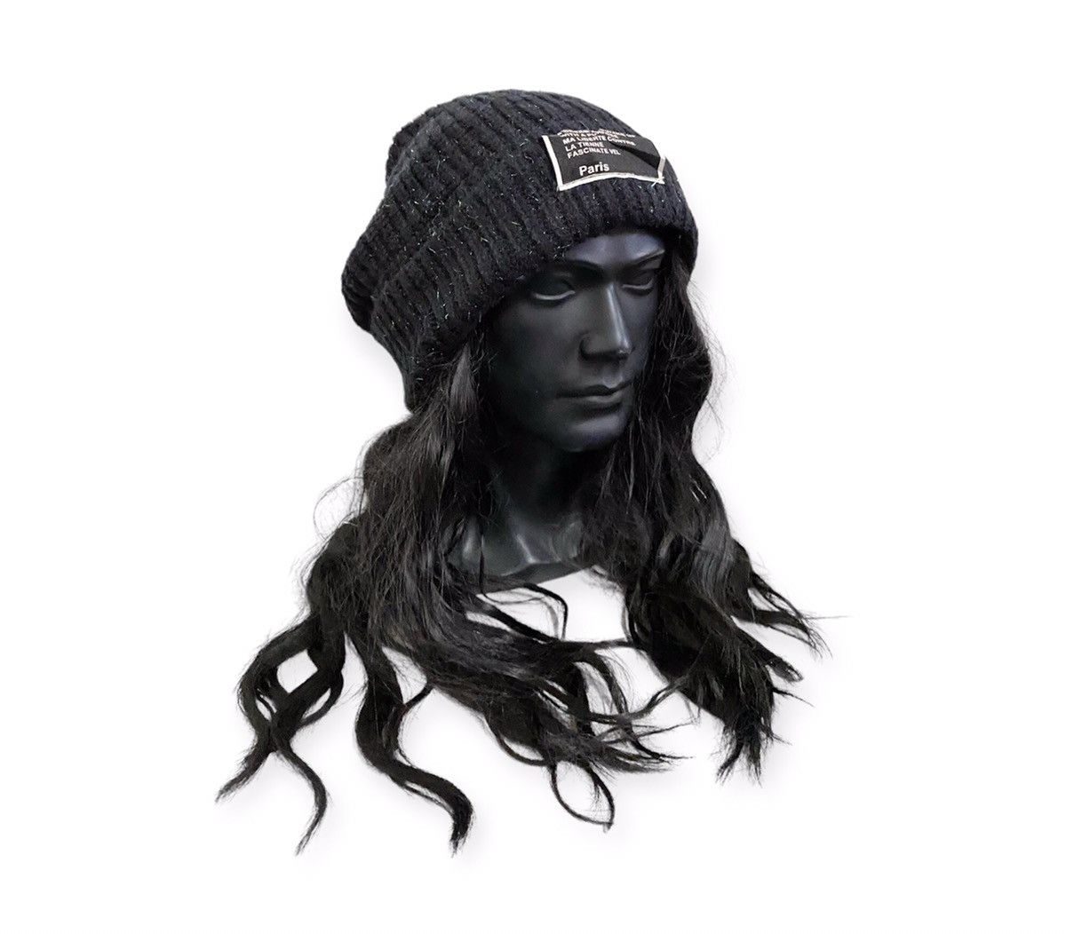 image of Fake Hair Beanie Hat in Black, Men's