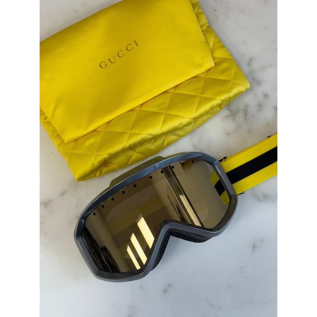 Gucci NEW GUCCI GG1210S Metallic Grey Mirrored Ski Goggles $1100 Size ONE SIZE - 3 Thumbnail