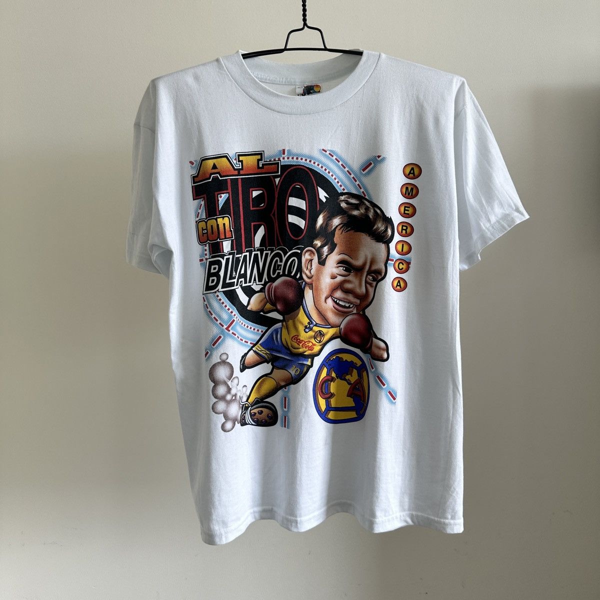Vintage Club America Cuauhtémoc Blanco Big Face T-Shirt Size L White Size US L / EU 52-54 / 3 - 2 Thumbnail