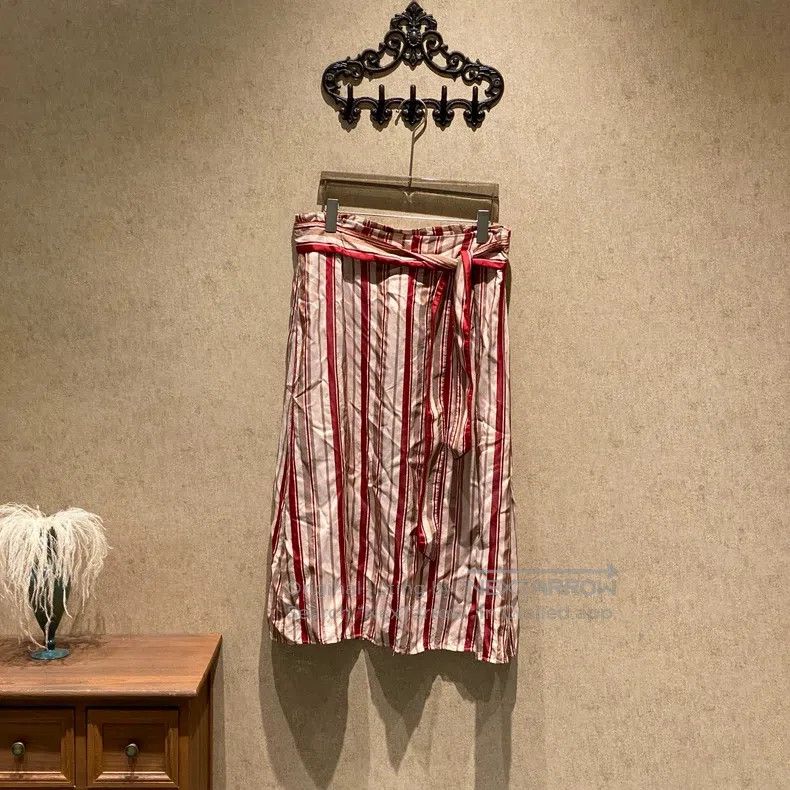 Loro Piana Loro Piana Red Brown Striped Silk Shirt Skirt Set Size L / US 10 / IT 46 - 4 Thumbnail