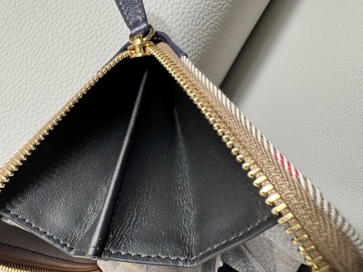Burberry Burberry Large Check Zip Around Leather Wallet Dark Blue Size ONE SIZE - 8 Thumbnail