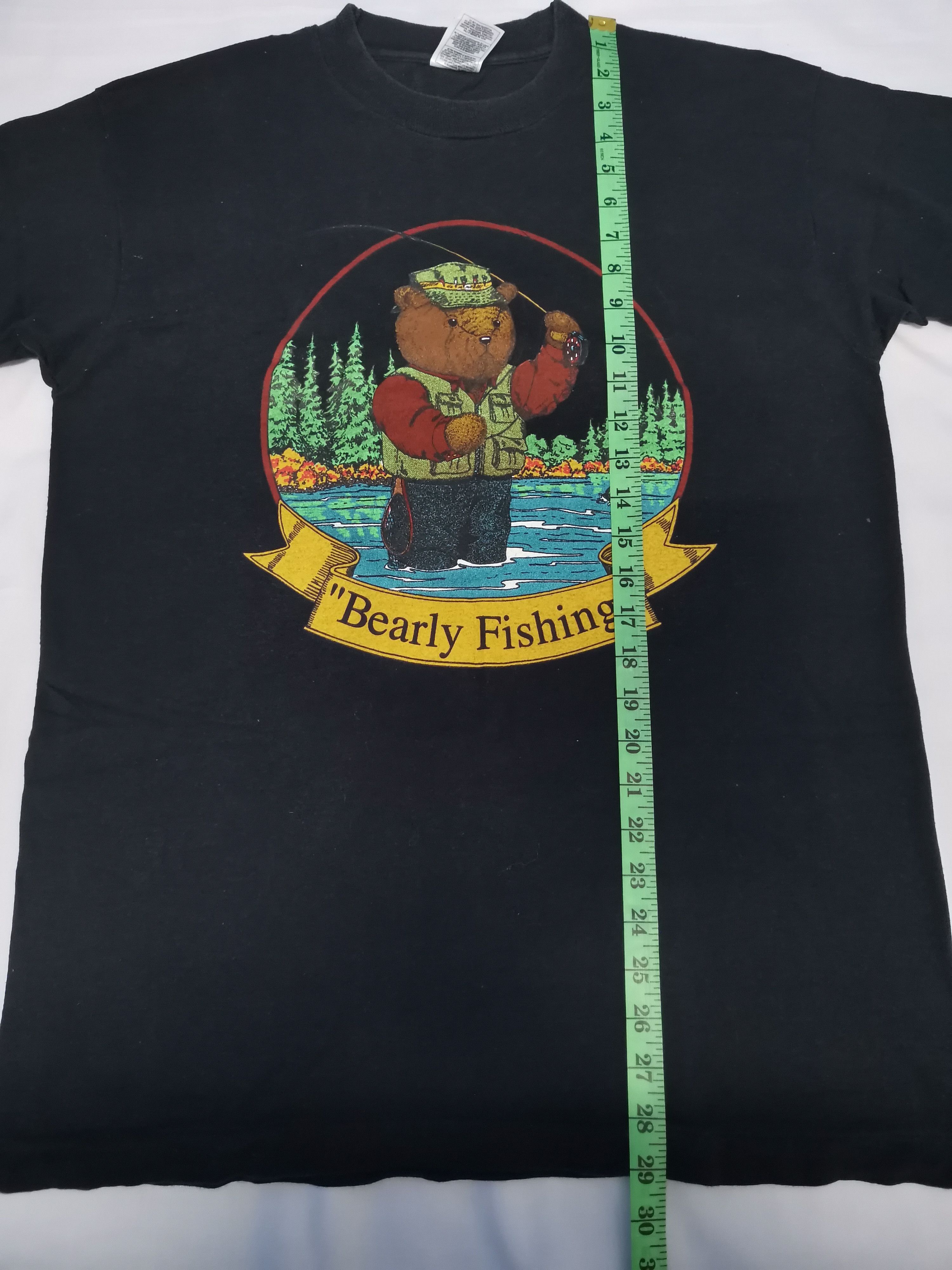 Vintage Vintage 90s Bearly Fishing Stitches Tee Streetwear Sport Size US L / EU 52-54 / 3 - 4 Thumbnail