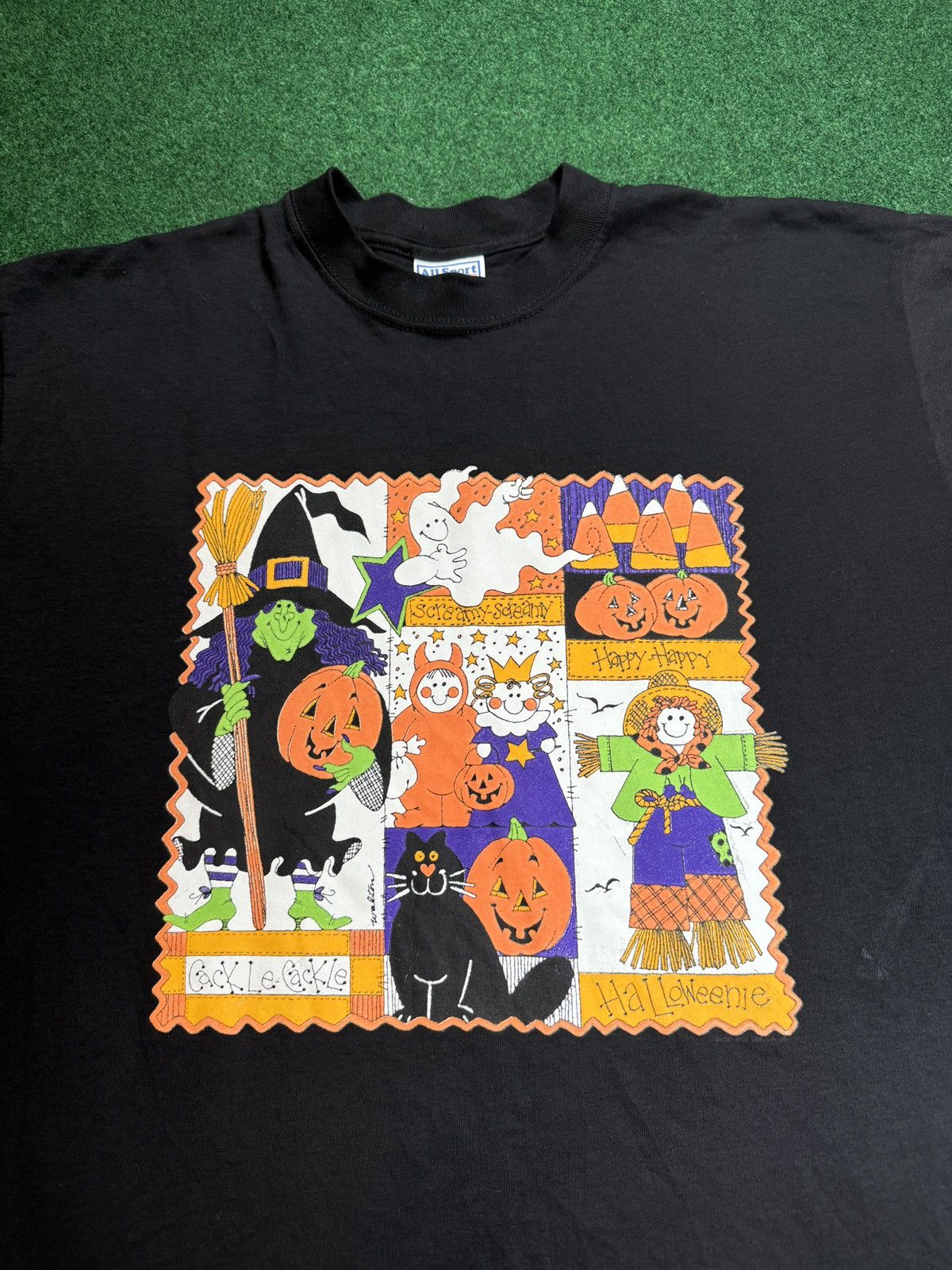 All Sport × Vintage Vintage 90s Halloween Black Cat Witch Ghost Spooky T Shirt Size US L / EU 52-54 / 3 - 2 Thumbnail