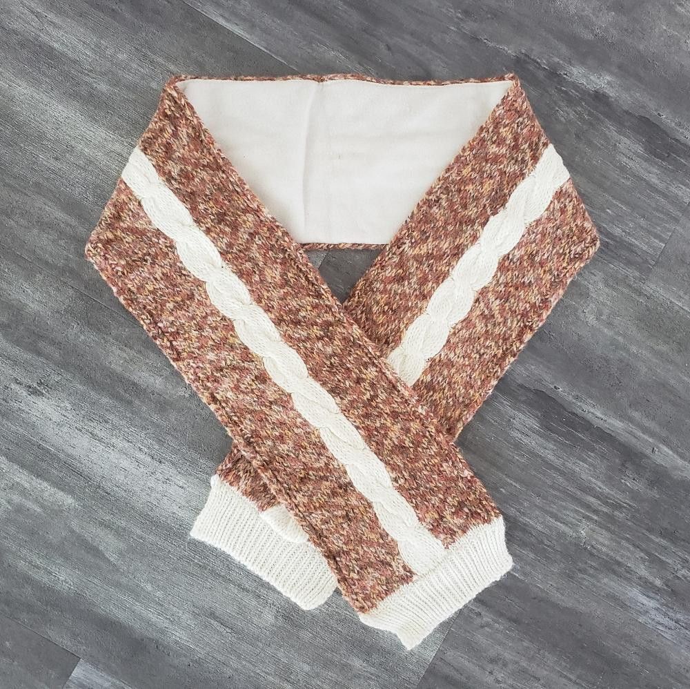Designer Multicolored Cream Detailed Knit Scarf Size ONE SIZE - 1 Thumbnail