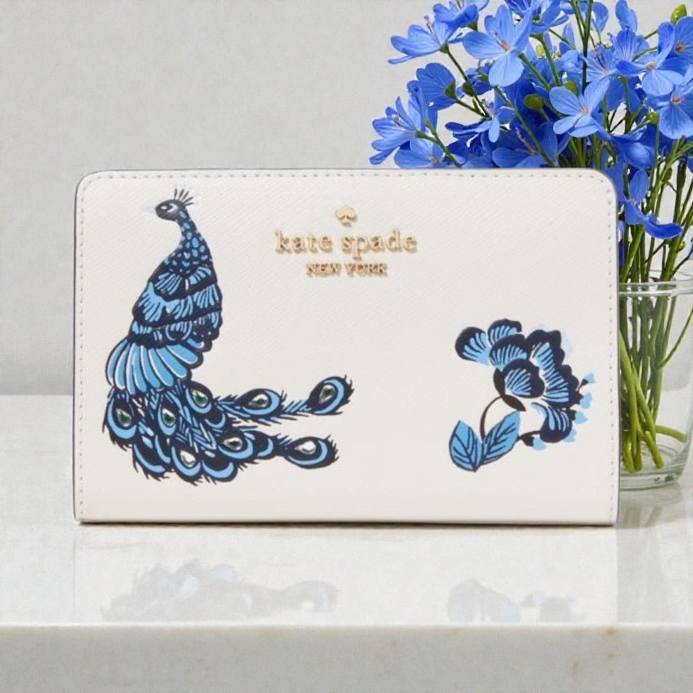 Kate Spade Kate Spade Perfect Plume Medium Peacock Leather Wallet KH797 Size ONE SIZE - 1 Thumbnail