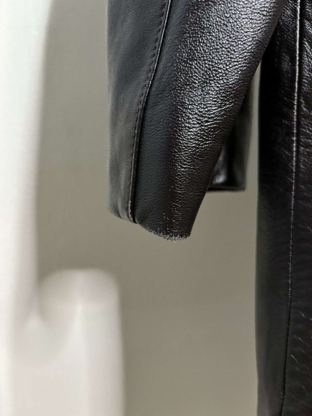 Genuine Leather × Vintage Vintage 1990s Dark Brown Leather Trench Coat Jacket Size L / US 10 / IT 46 - 12 Thumbnail
