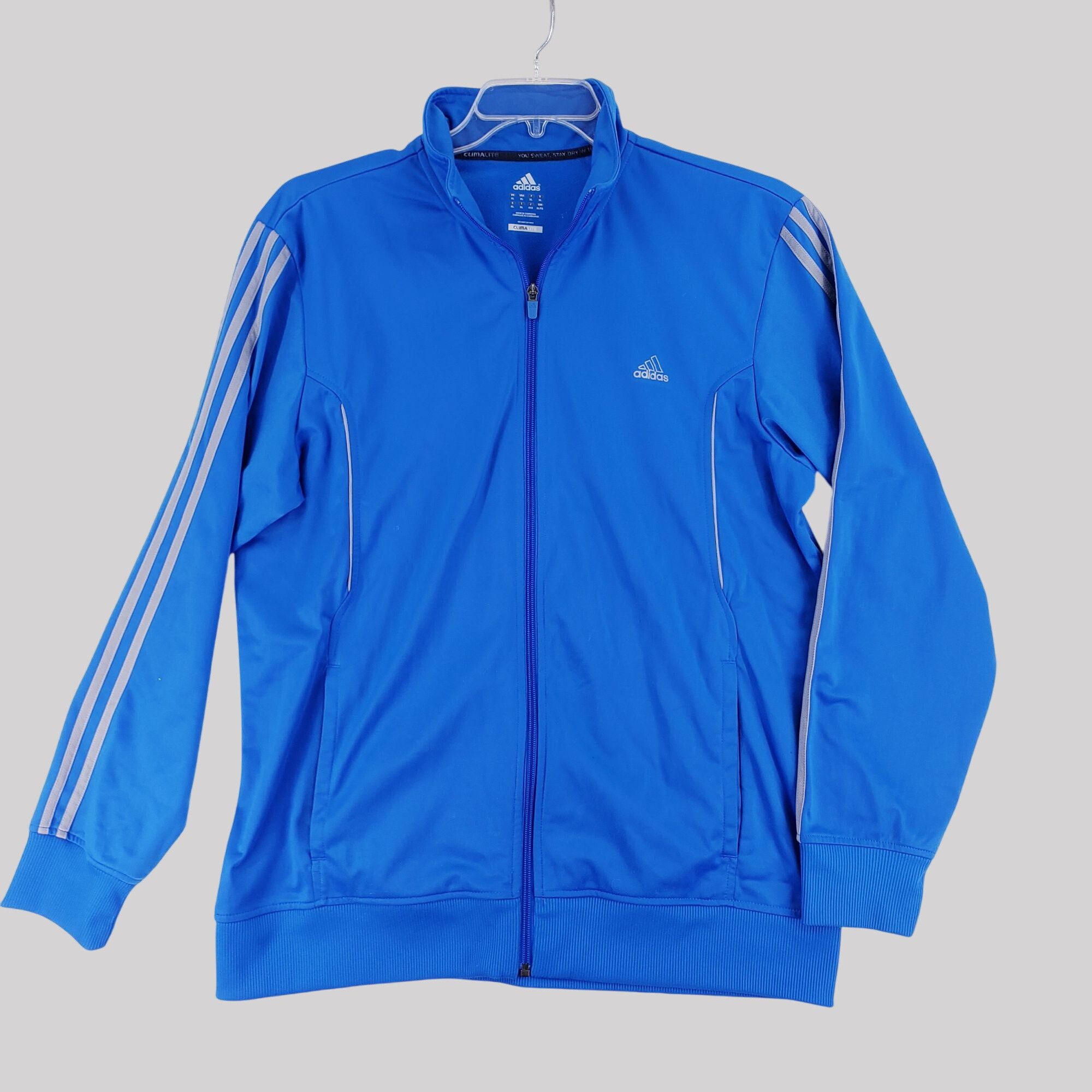 Adidas Adidas Blue Full-Zip Climalite Track Jacket With Striped Size US XL / EU 56 / 4 - 6 Thumbnail