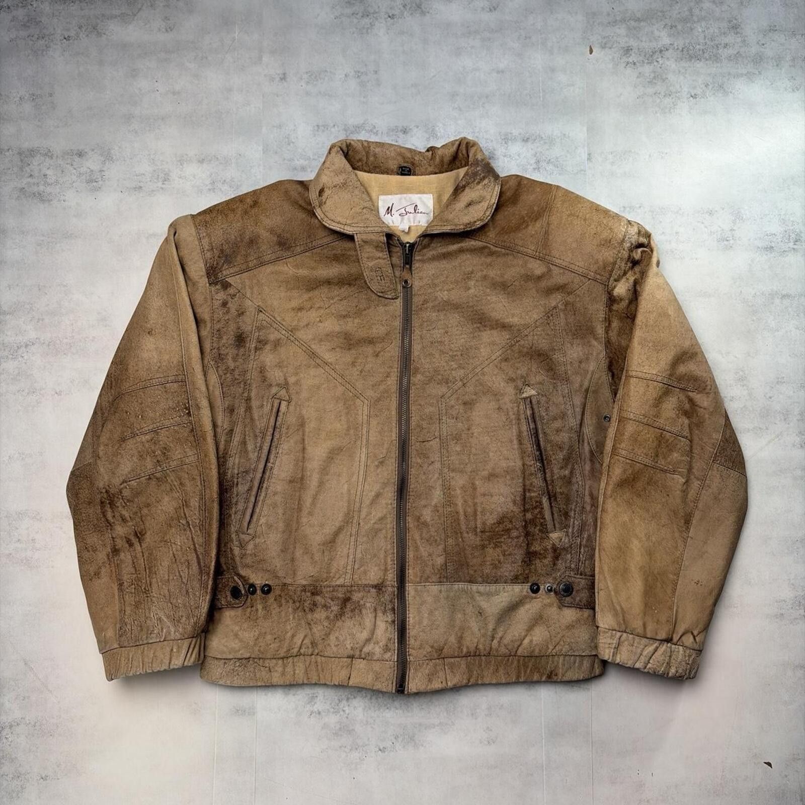 Other Vintage Brown M. Julian Cotton Lined Leather Bomber Jacket Size US L / EU 52-54 / 3 - 1 Thumbnail
