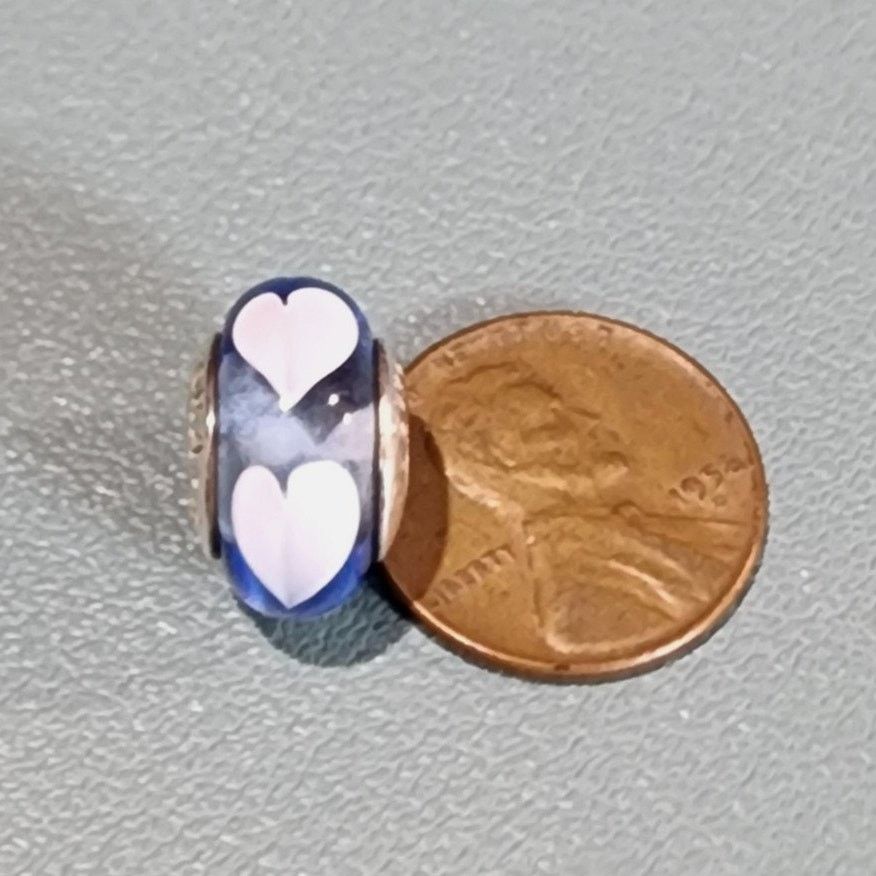 pandora Pandora Sterling Silver Blue Love Hearts Murano Glass Charm Size ONE SIZE - 5 Thumbnail