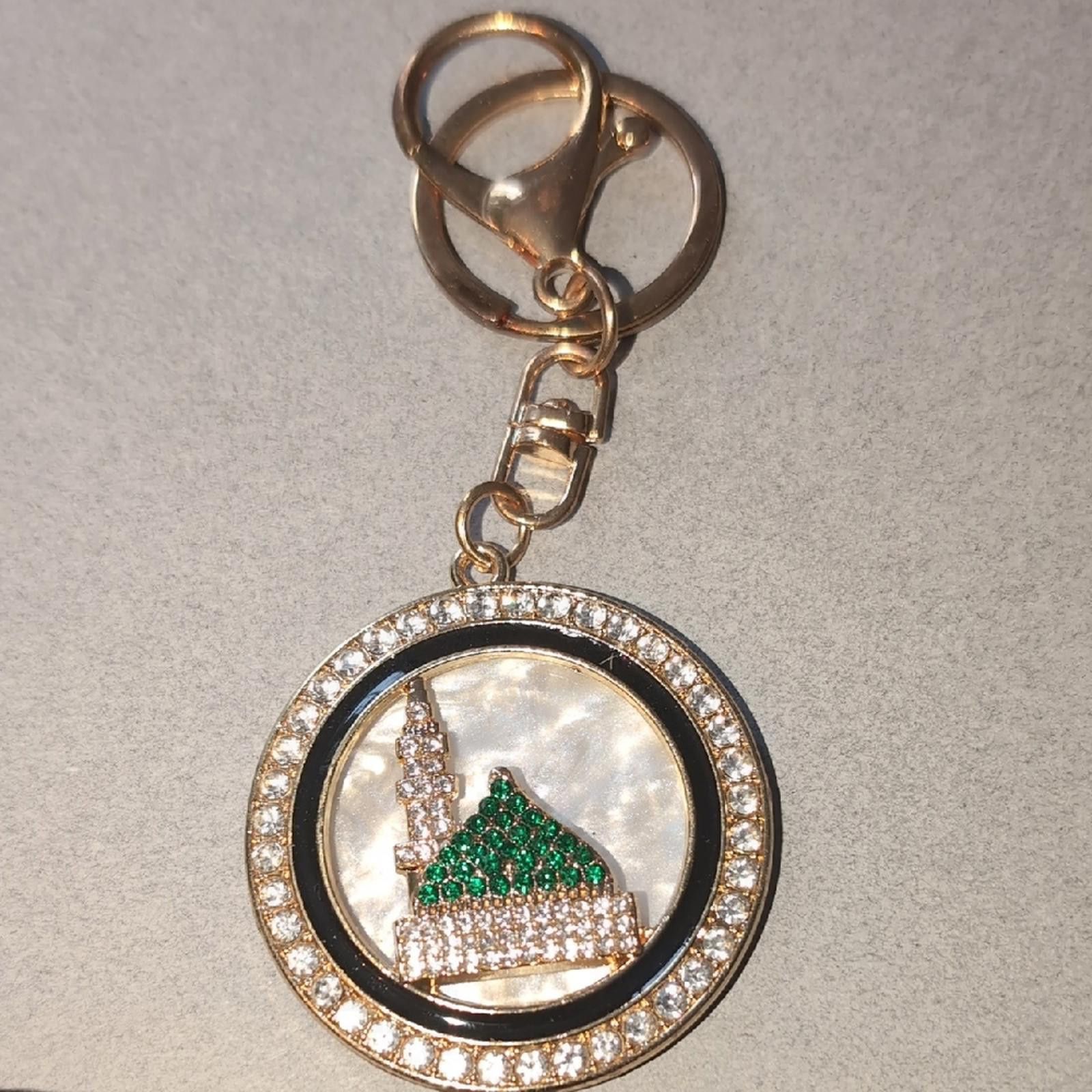 Other Gold and Green Keychain with Rhinestones House Size ONE SIZE - 1 Thumbnail