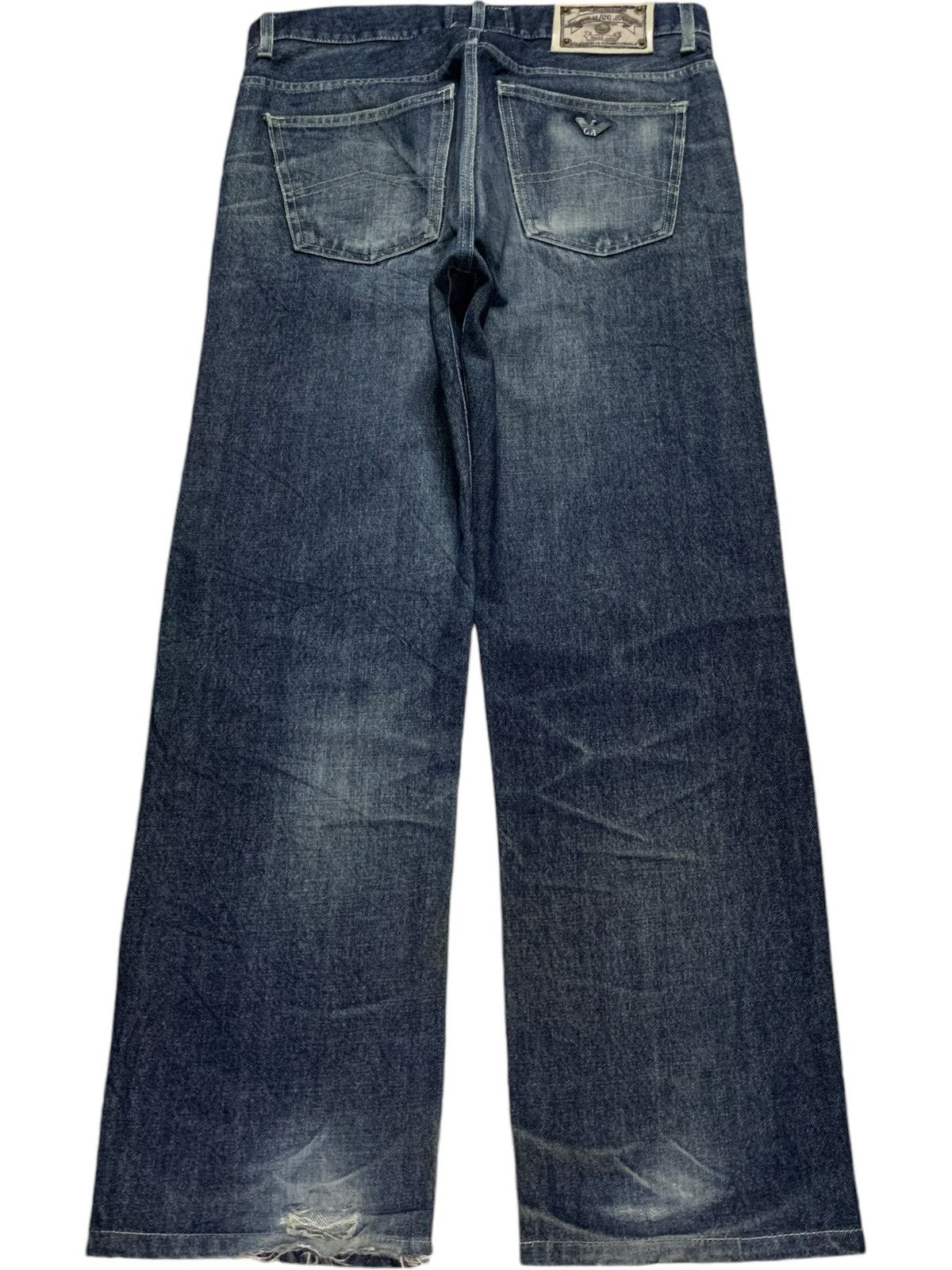 Armani Vintage Italy Giorgio Armani Mud Wash Distressed Loose Jeans Size US 34 / EU 50 - 2 Thumbnail