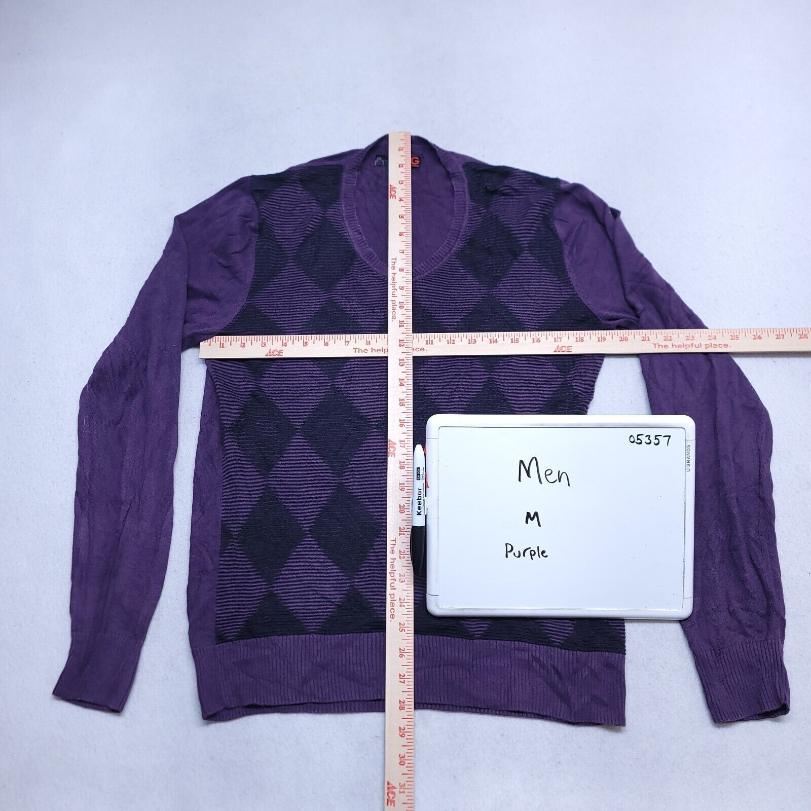 Guess G by Guess Pullover Sweater Mens Size Medium M Purple Black Size US M / EU 48-50 / 2 - 6 Thumbnail
