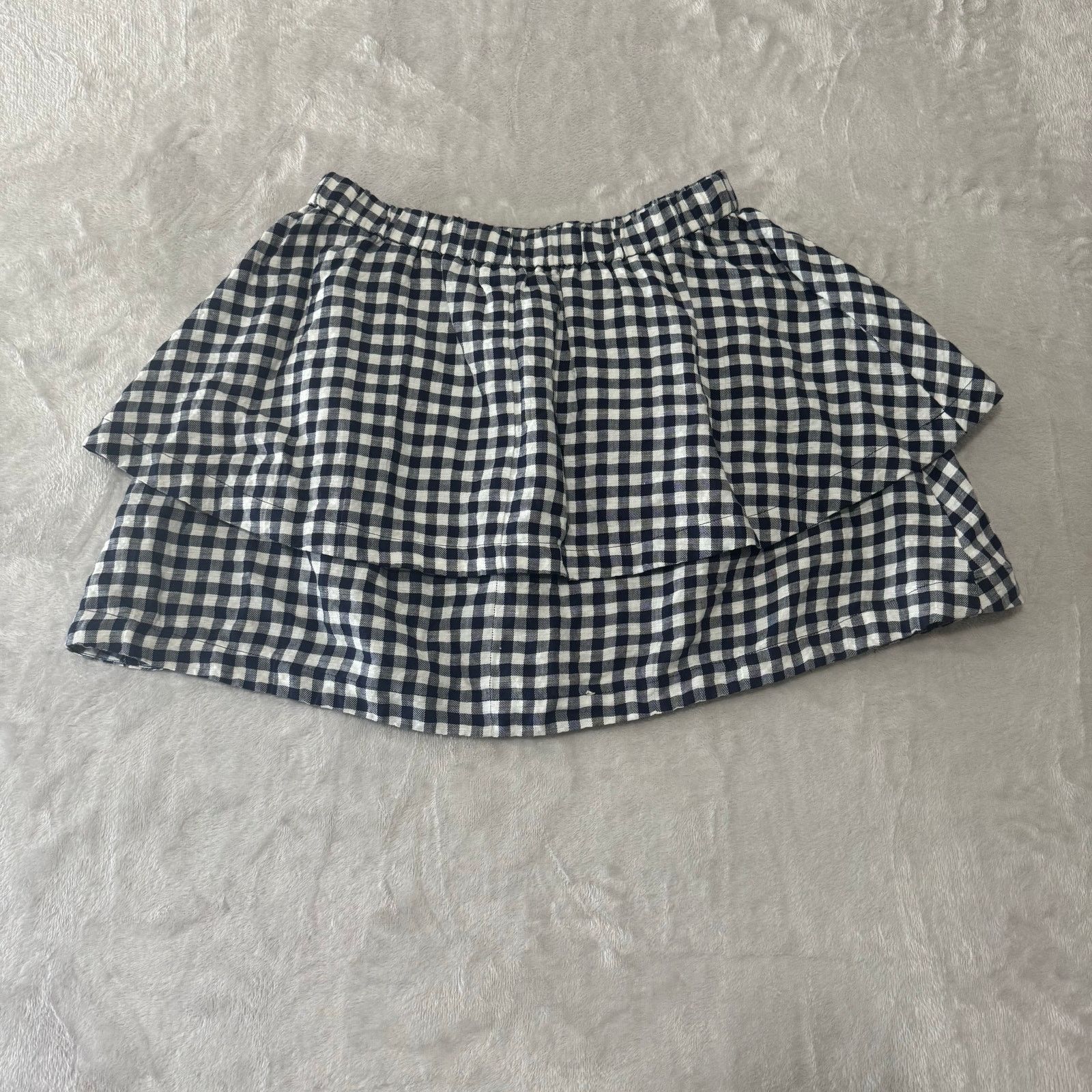 Madewell Madewell Women's Linen Blend Gingham Ruffle Mini Skirt S Size 27" / US 4 / IT 40 - 1 Thumbnail