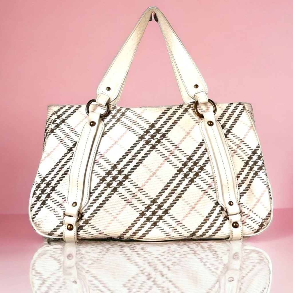 Burberry Burberry Blue Label Cream Plaid Satchel Shoulder Bag Size ONE SIZE - 1 Thumbnail