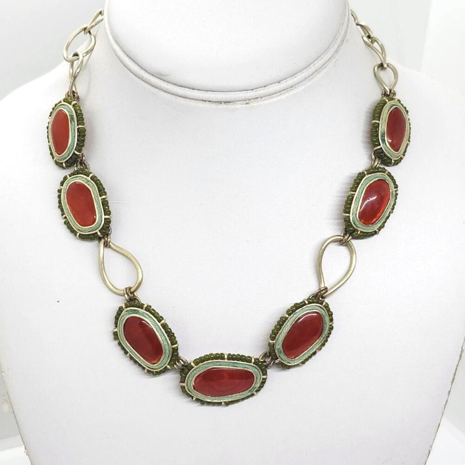 Other Vintage Liz Claiborne Red and Green Stone Necklace Size ONE SIZE - 1 Thumbnail
