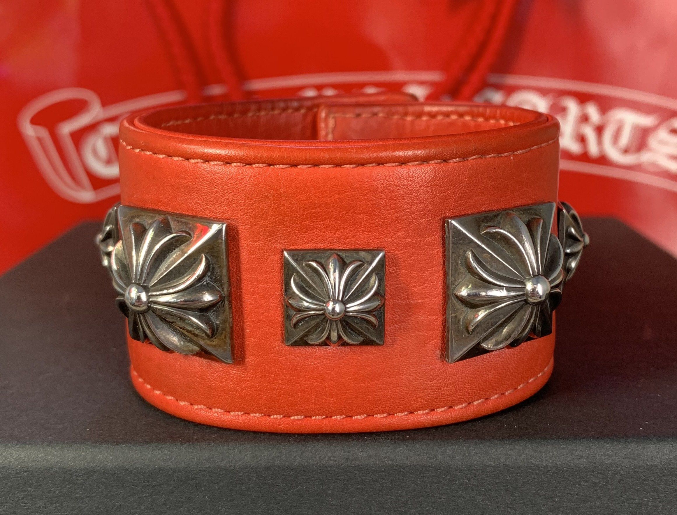 Chrome Hearts Chrome Hearts Studded Leather Silver Snap Bracelet Size ONE SIZE - 1 Thumbnail