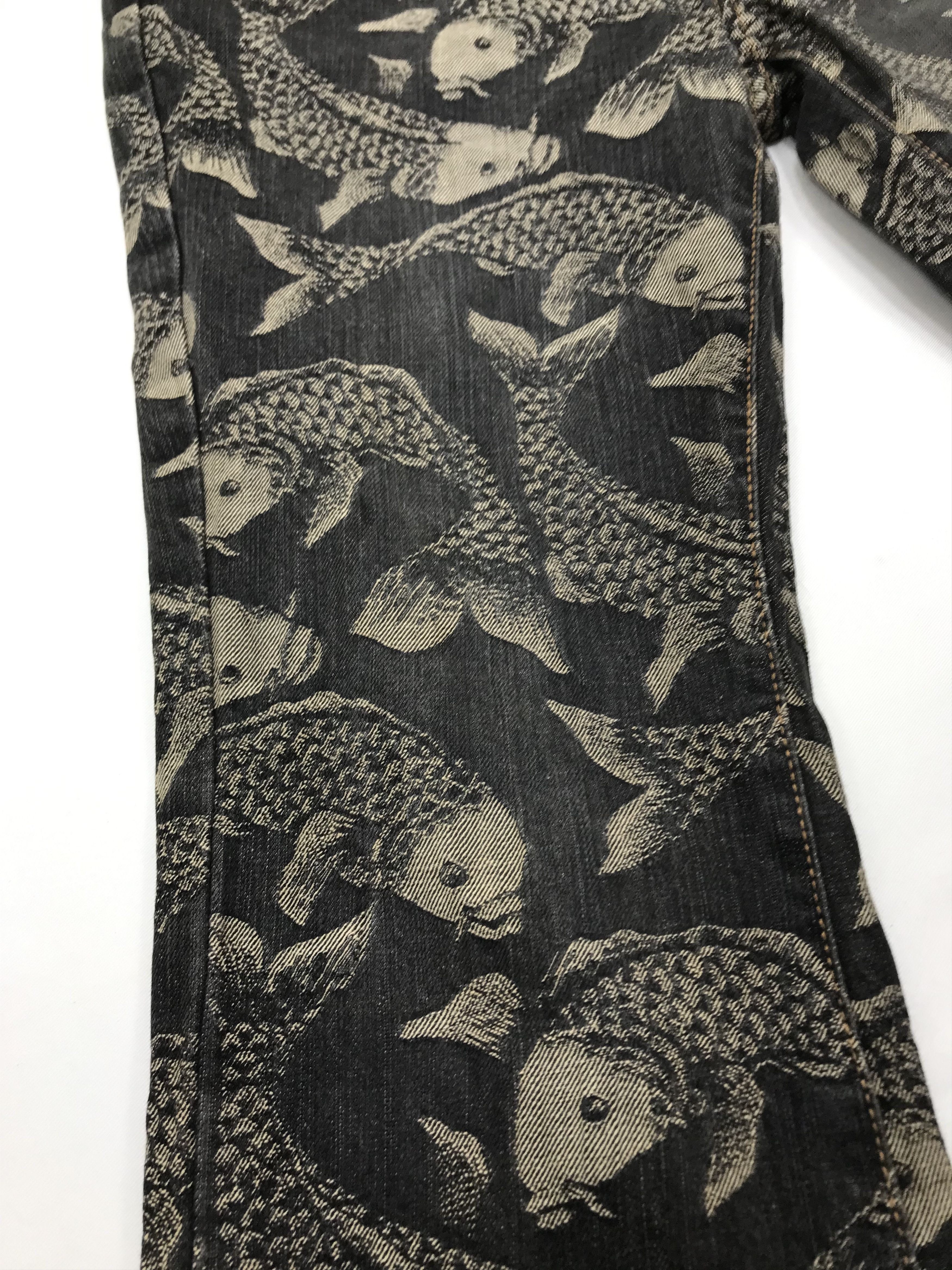 If Six Was Nine Vintage Japanese Art Embroidered Koi Fish Flare Jeans Size US 29 - 12 Thumbnail