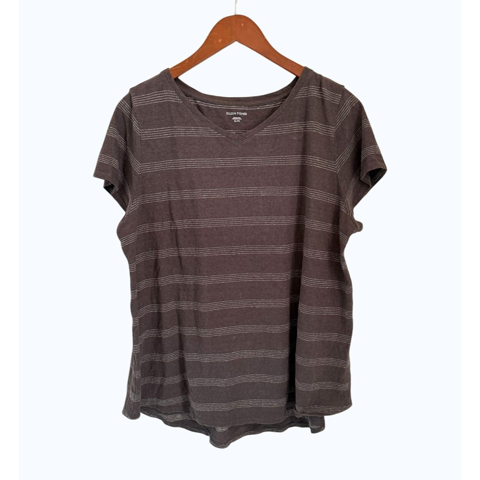 Eileen Fisher Eileen Fisher T-Shirt Tunic Linen Organic Cotton Brown Strip Size XL / US 12-14 / IT 48-50 - 1 Thumbnail