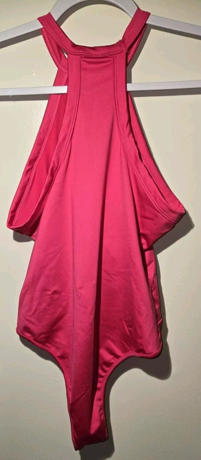 FRONTEER Ekaliy Women's Hot Pink Sleeveless Cutout Bodysuit Small Size 28" / US 6 / IT 42 - 5 Thumbnail