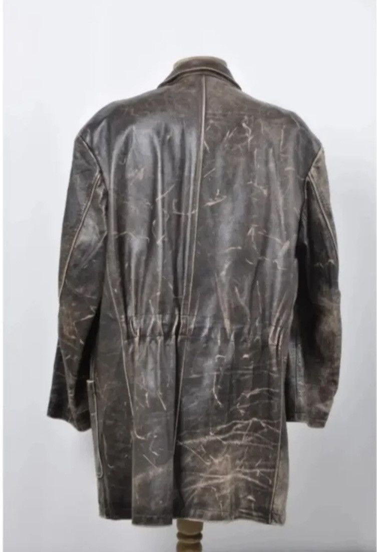 Yohji Yamamoto Yohji Yamamoto Pour Homme Distressed Leather Coat (Rare) Size US M / EU 48-50 / 2 - 15 Thumbnail