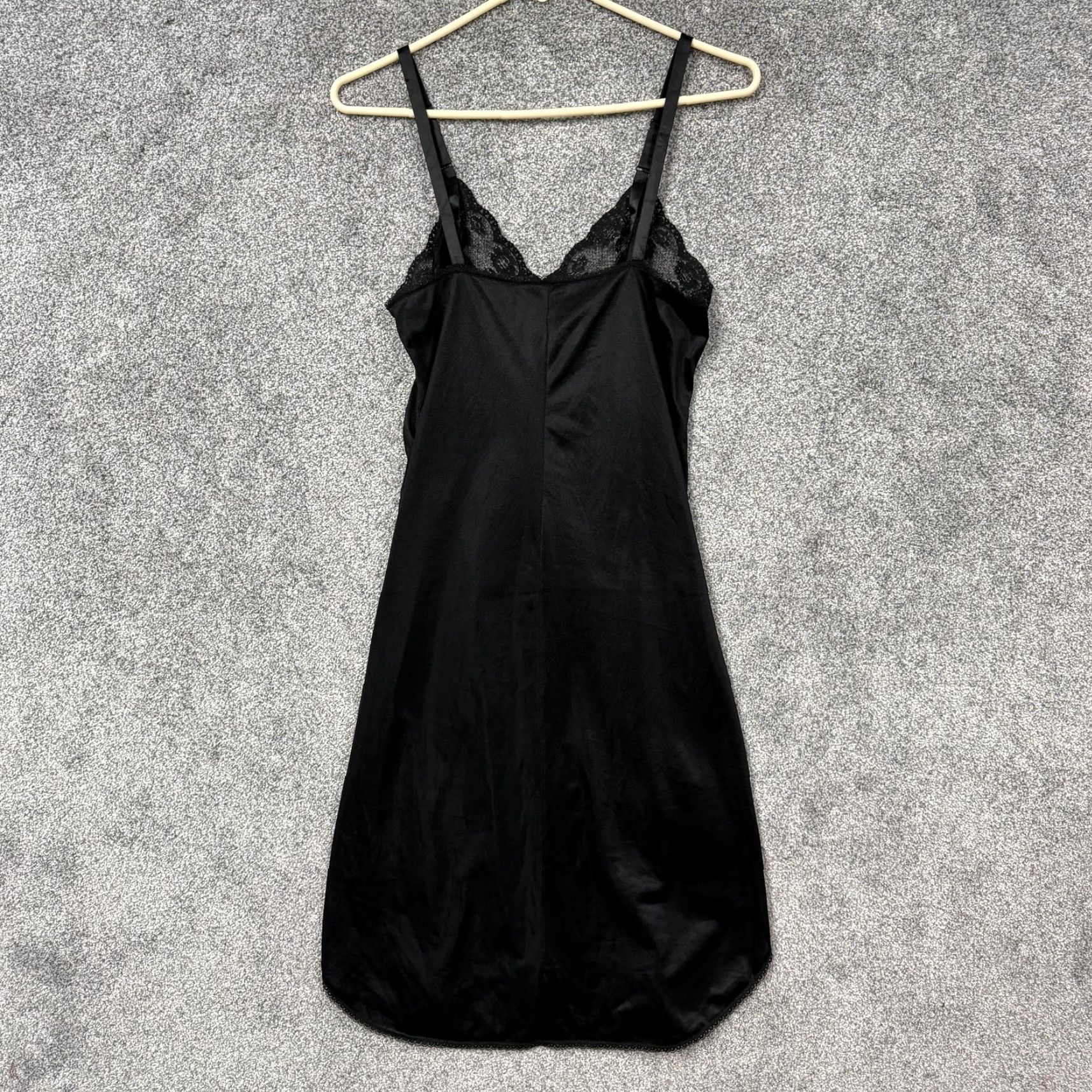 Vintage Vintage Powers Model Slip Dress Womens XS Black Lace Nylon Satin Coquette Goth Dress Slip Women's XS Black Nylon Satin Lace Coquette Goth Size XS / US 0-2 / IT 36-38 - 7 Thumbnail