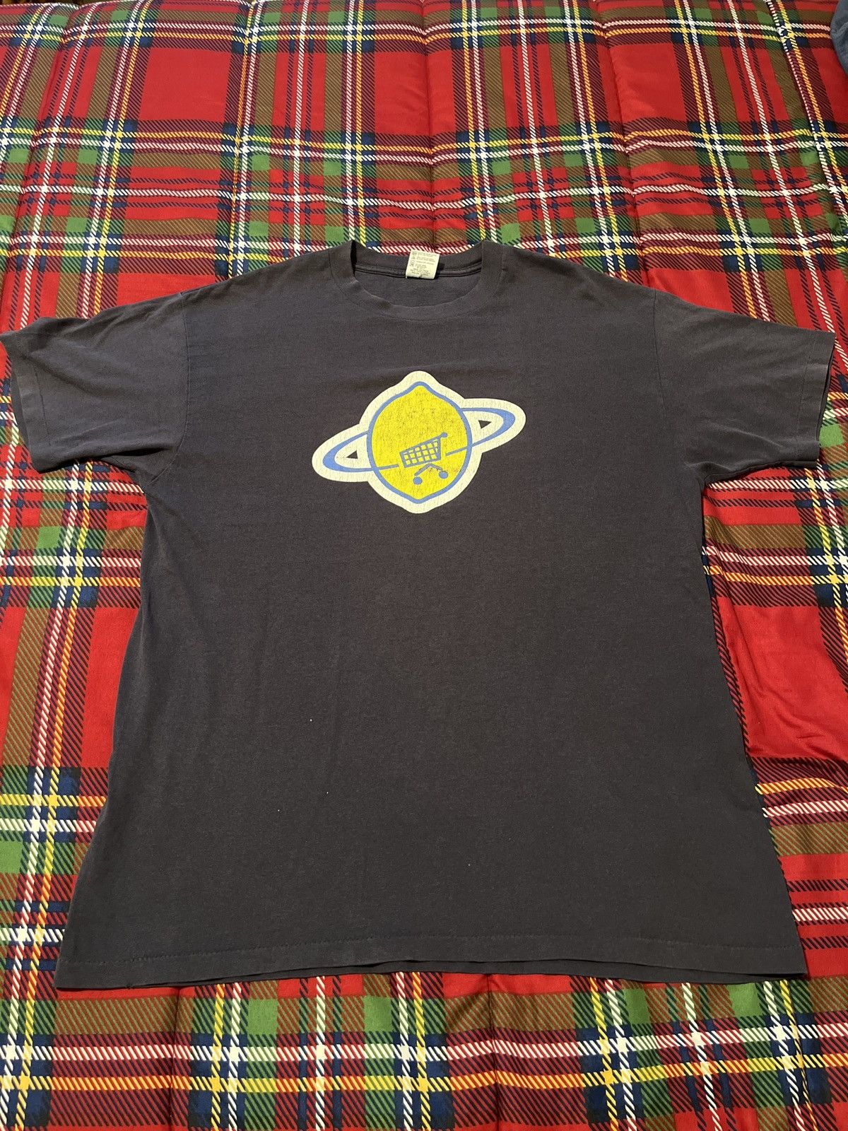 image of Band Tees x Vintage 1997 U2 Pop Mart Lemon Shopping Cart Tee in Navy, Men's (Size XL)