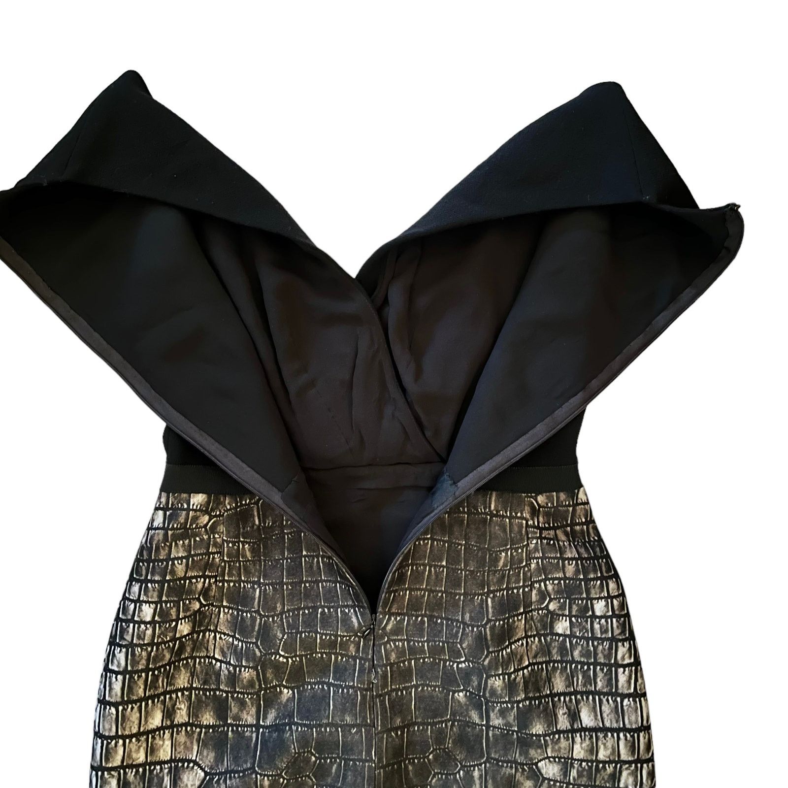 Giambattista Valli Giambattista Valli Black Surplice Crocodile Print Dress Size XS / US 0-2 / IT 36-38 - 4 Thumbnail