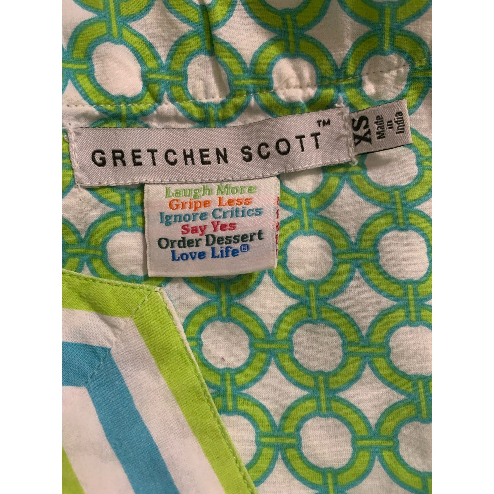 Gretchen Scott Gretchen Scott 3/4 sleeves green print tunic top size XS Size XS / US 0-2 / IT 36-38 - 3 Thumbnail