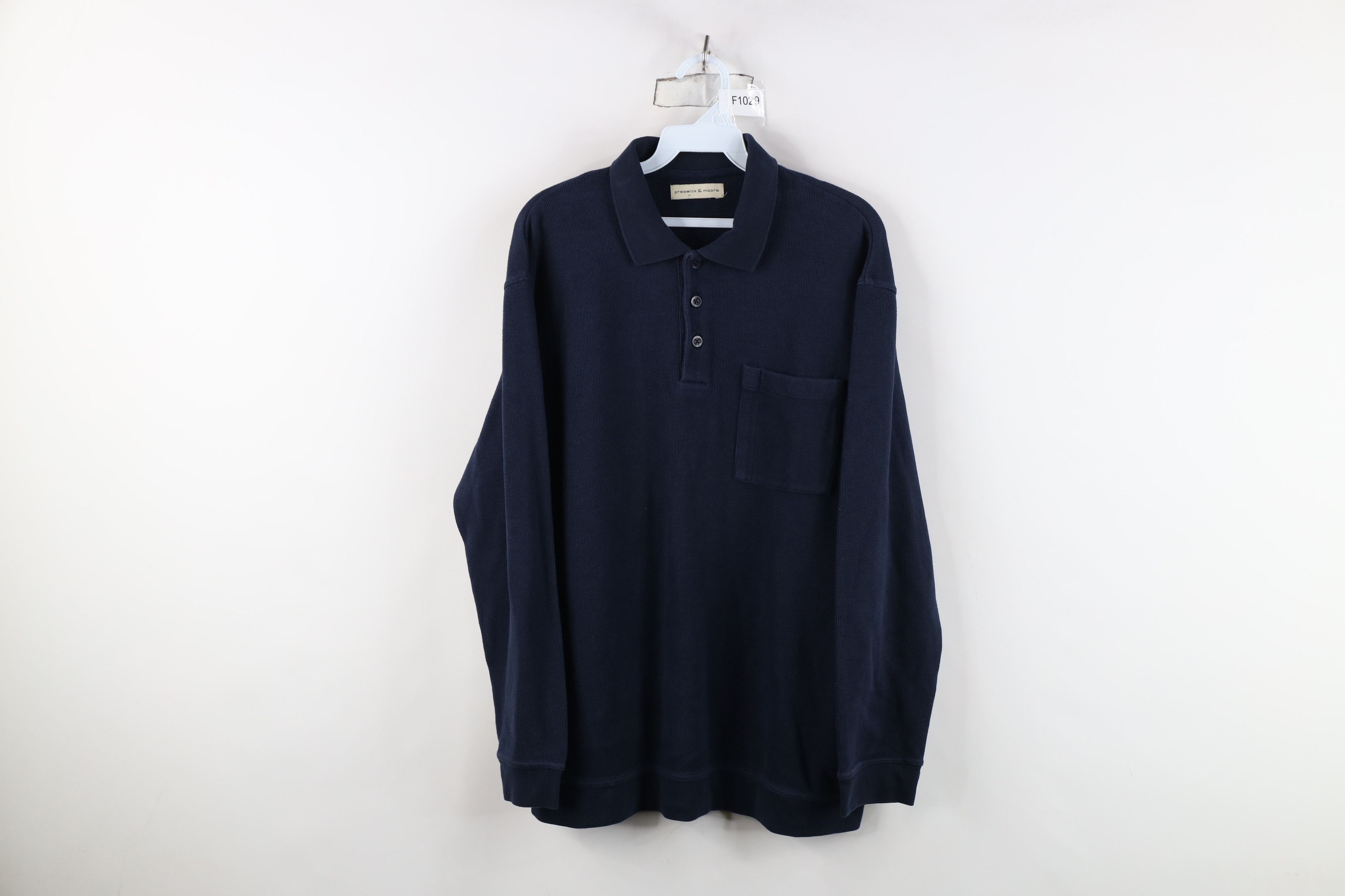 Vintage Vintage 90s Streetwear Heavyweight Knit Long Sleeve Polo Size US L / EU 52-54 / 3 - 1 Thumbnail