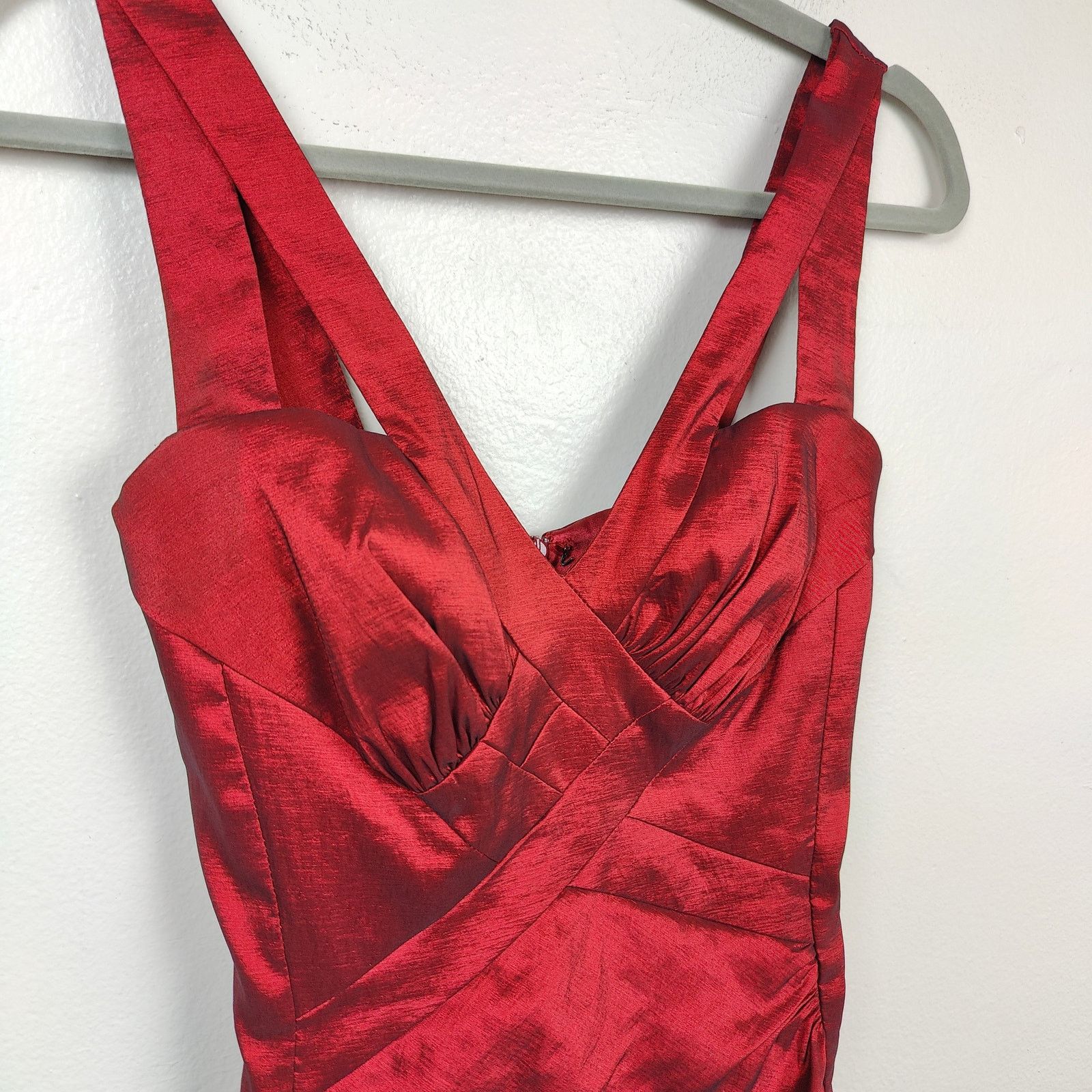 Jessica McClintock Vintage Jessica McClintock Bodycon Dress Womens 2 Red Satin Size XS / US 0-2 / IT 36-38 - 5 Thumbnail