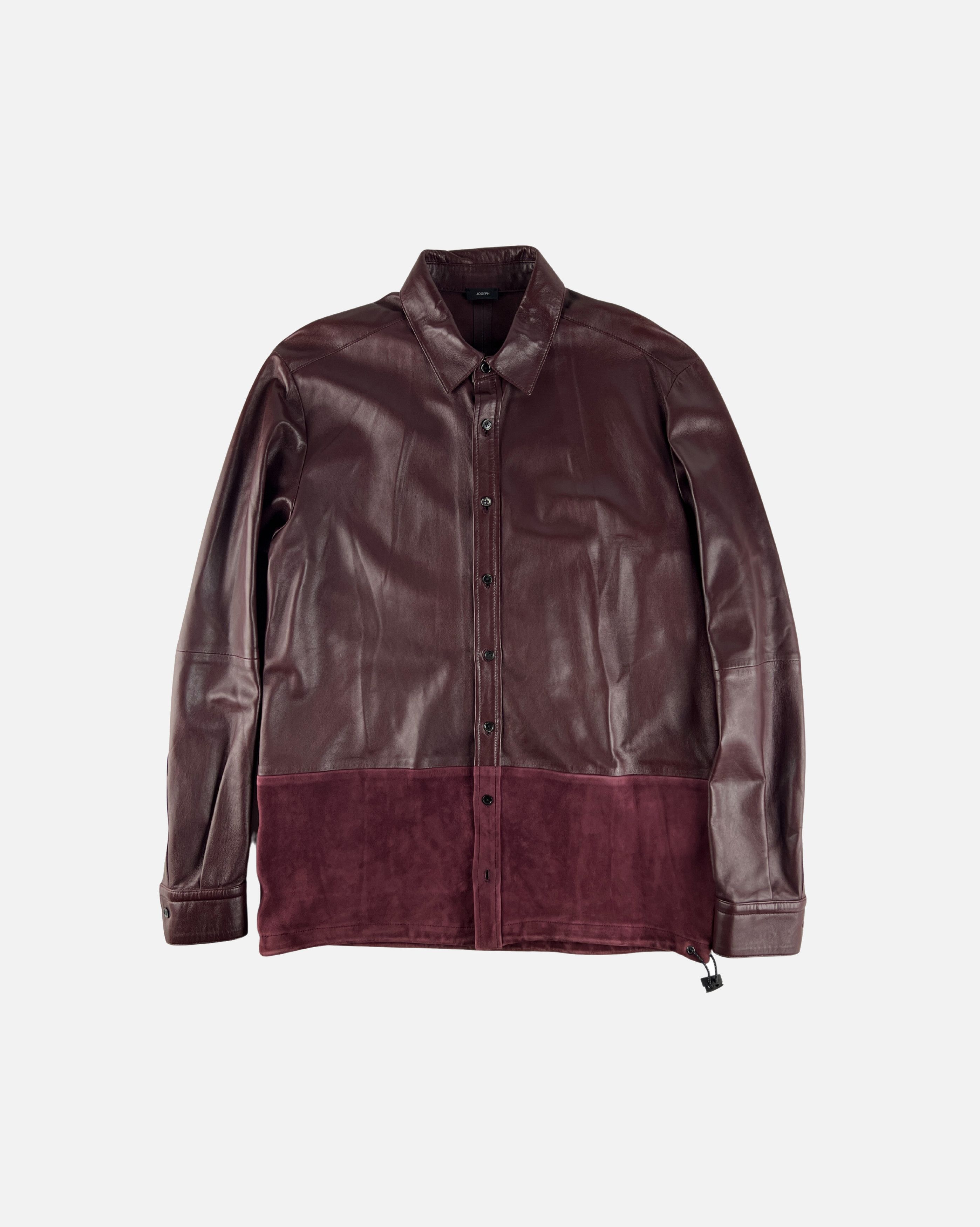 Joseph Joseph Burgundy Leather Suede Shirt Size US M / EU 48-50 / 2 - 1 Thumbnail