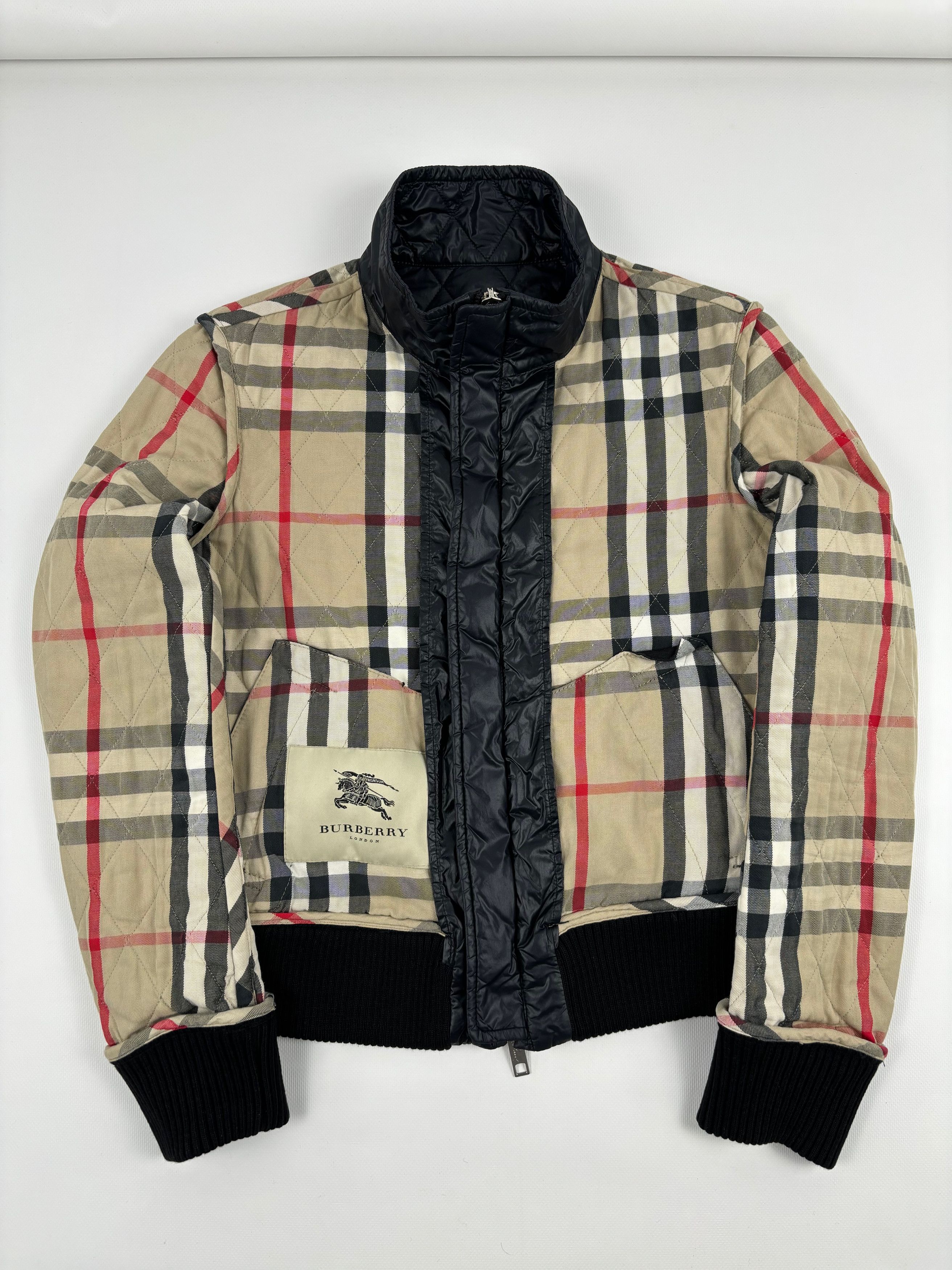 Burberry London Nova Check Biker Ribbed Cuffs Quilted Jacket Full-Zip Bomber Size M / US 6-8 / IT 42-44 - 2 Thumbnail
