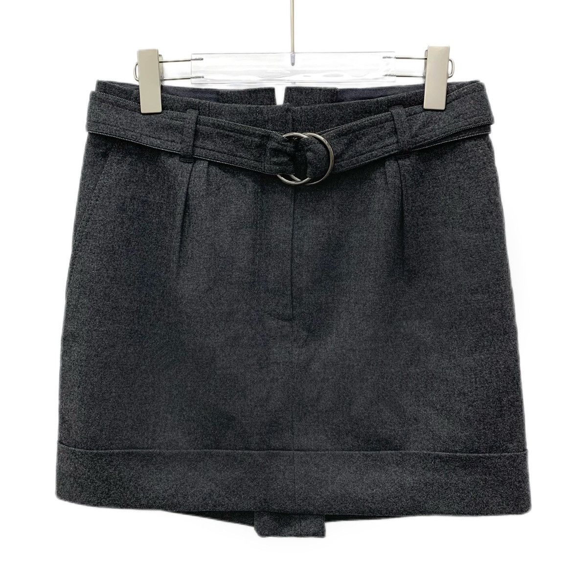 Brunello Cucinelli Brunello Cucinelli Dark Grey Beaded Belt Wool Skirt K26WX Size 26" / US 2 / IT 38 - 1 Thumbnail