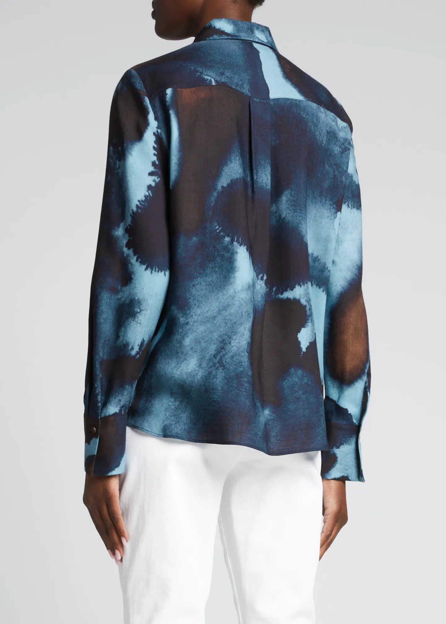 Lafayette 148 Lafayette 148 Scottie Ink Drop-Print Blouse in Blue, Size S Size S / US 4 / IT 40 - 2 Thumbnail